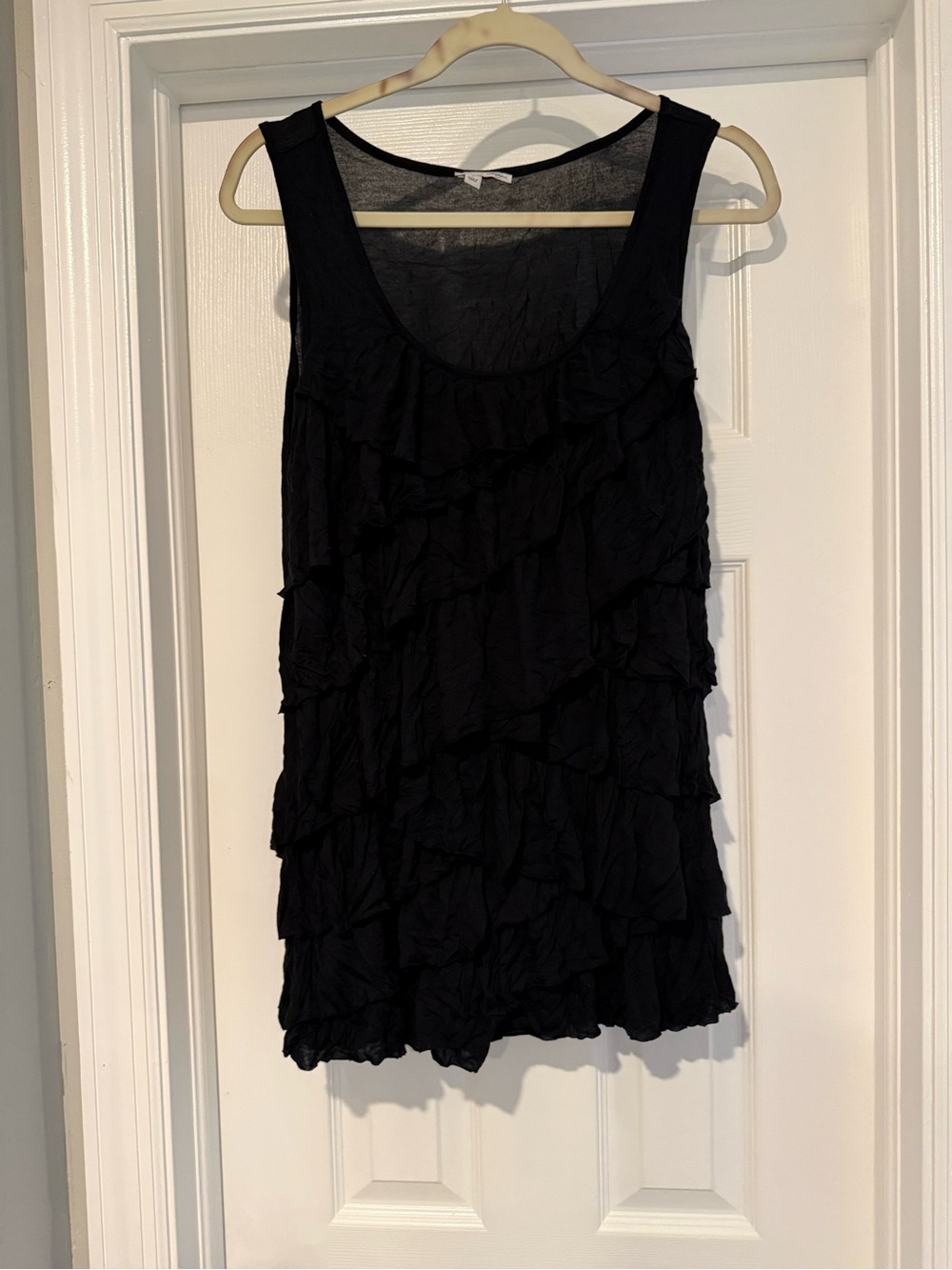 Halogen Black Ruffle Tiered‎ Sleeveless Tank Top size Large